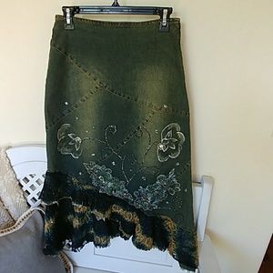 Unique Midi Jean Skirt